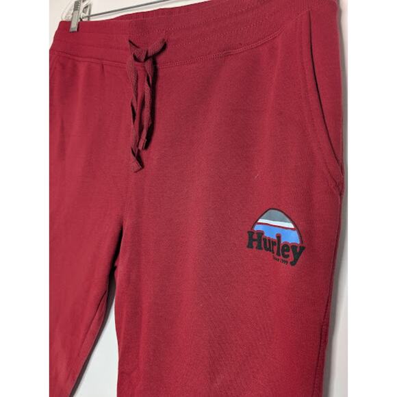 HURLEY New Mens Burgundy Fleece Joggers Large Athleisure loungewear cozycore, - Picture 4 of 8